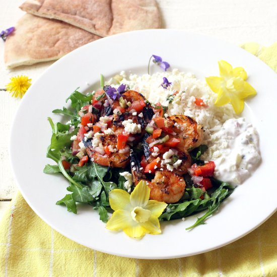 Grilled Greek Shrimp Plate