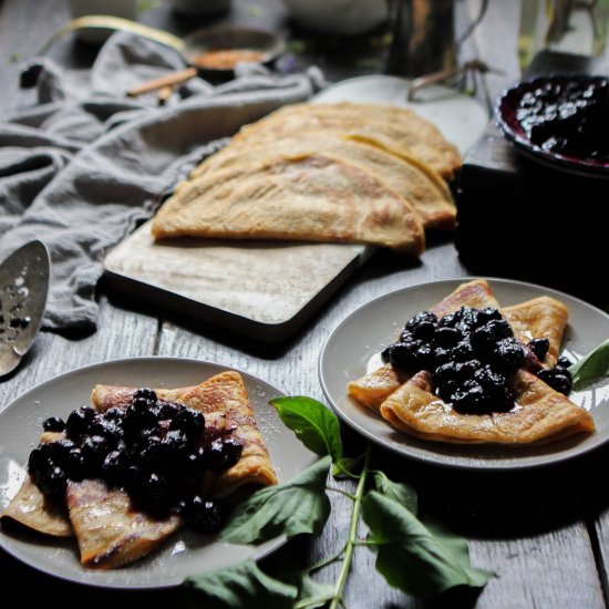 Buttermilk Crepes with Blueberries