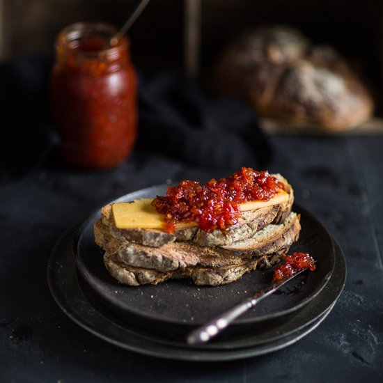 red pepper and chilli jam