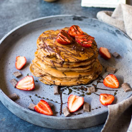 Strawberry Chocolate Chip Pancakes