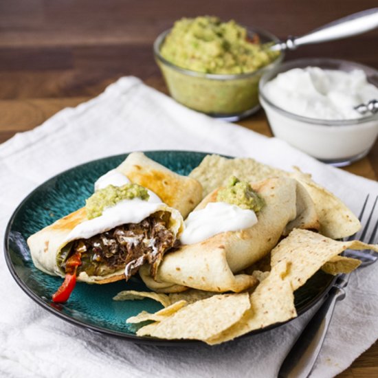 Shredded Beef Baked Chimichangas