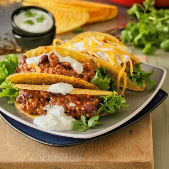 Green Chili con Carne Tacos