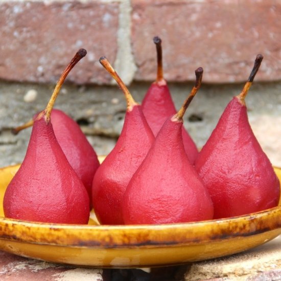 Red Wine Poached Pears