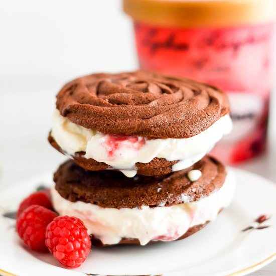 Rose Choc Spritz Ice Cream Sandwich