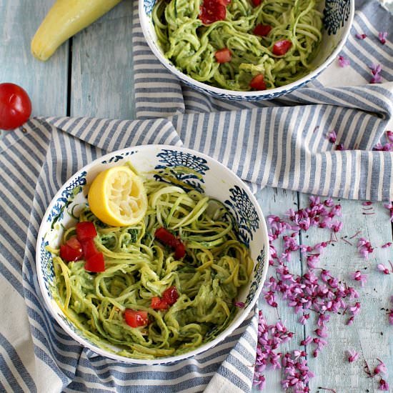 Zucchini Noodles With Avocado Sauce