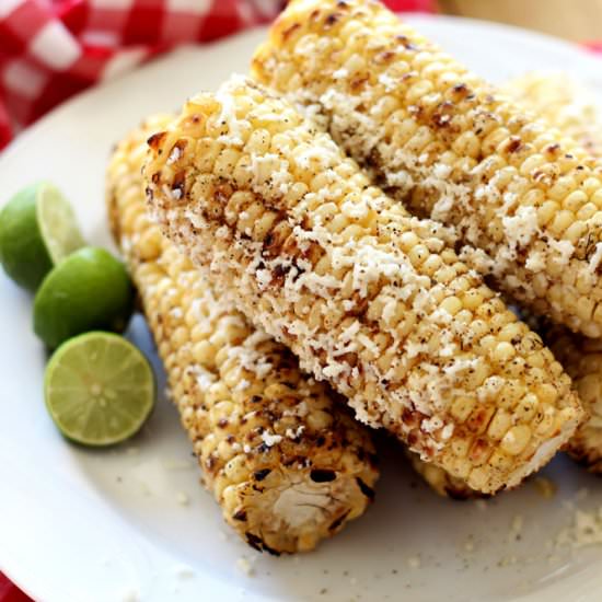 Grilled Corn with Lime and Cotija