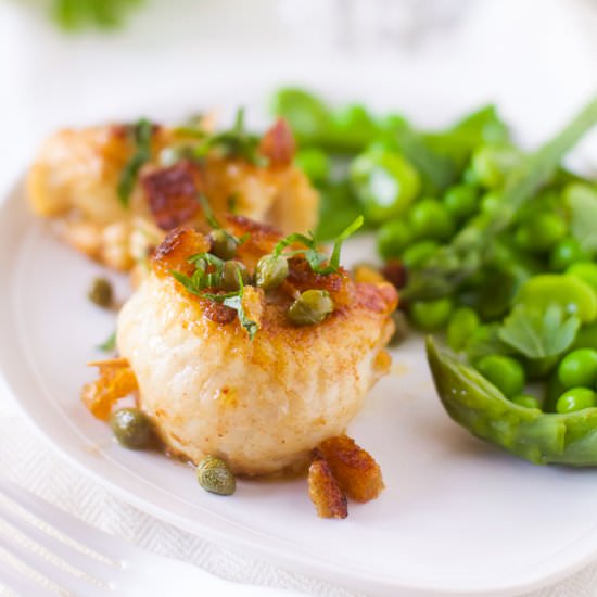 Sole fish rolls with crisp greens