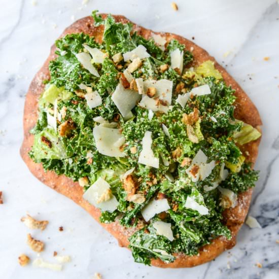 kale caesar salad pizza