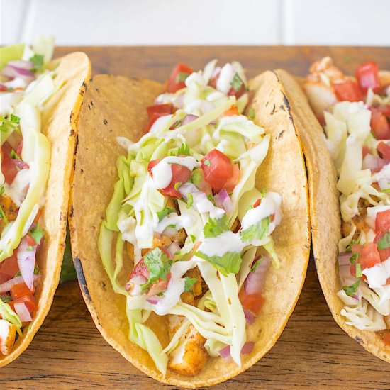 Baja style fish tacos