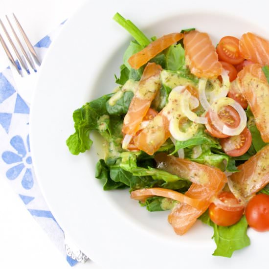 Cured Salmon on a Spinach Salad