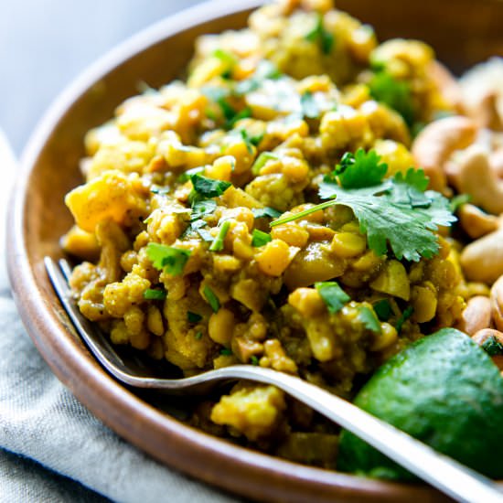 Chana Dal with Cauliflower and Cashews