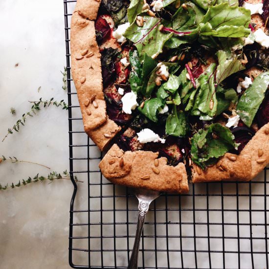 Beetroot, Spinach, and Goats Cheese Tart