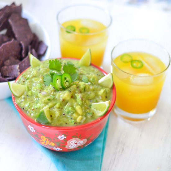 Tomatillo, Quinoa Guacamole Dip