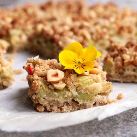 Rhubarb Hazelnut Crumb Bars