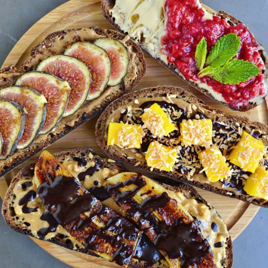 4 nut butter & fruit toast combos