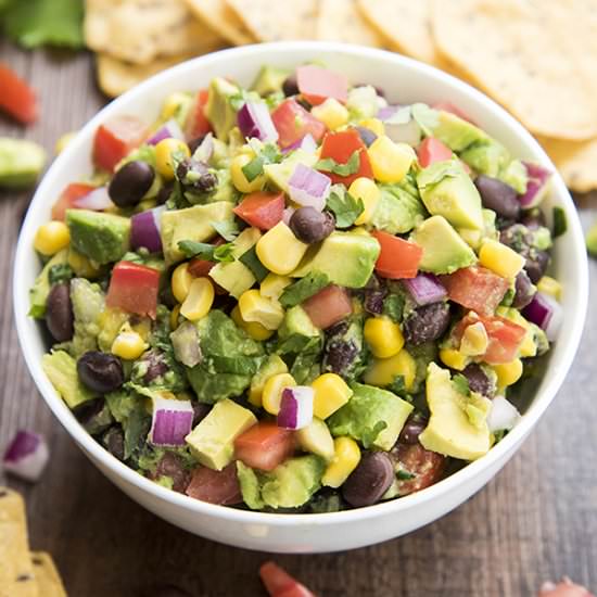 Corn and Black Bean Guacamole