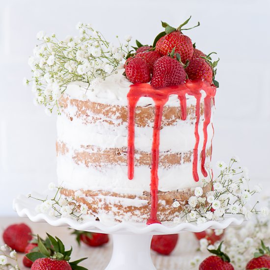 Strawberries and Cream Naked Cake