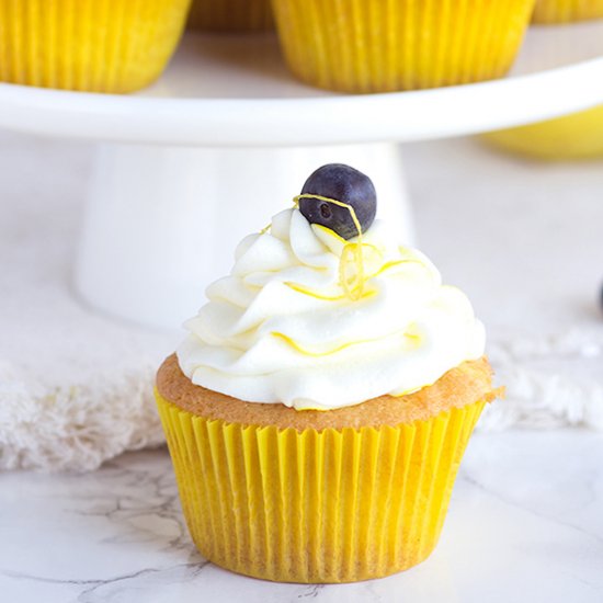 Boozy Blueberry Lemon Cupcakes