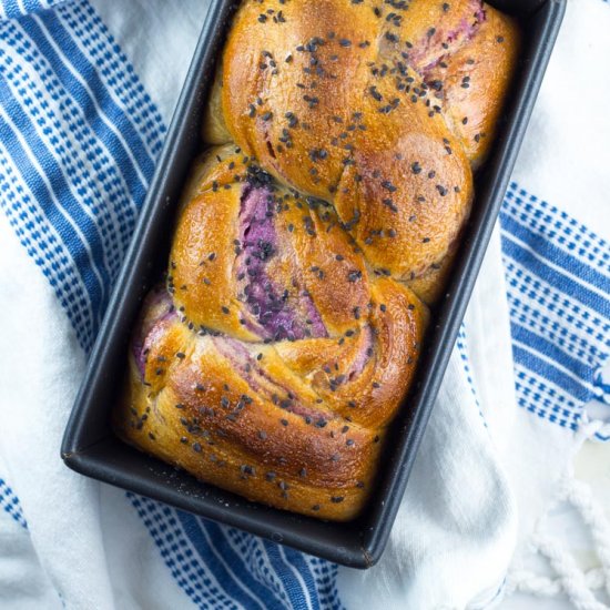 Twisted Ube Mochi Bread