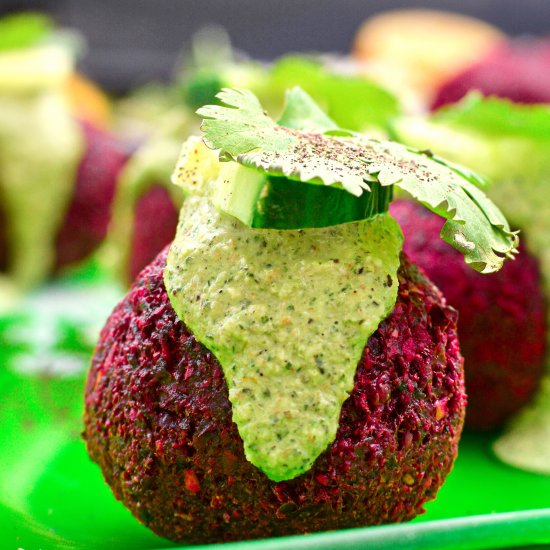 Roasted Beet Falafel With Tahini