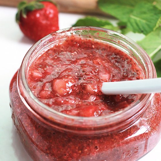 No-Cook Strawberry Mint Chia Jam