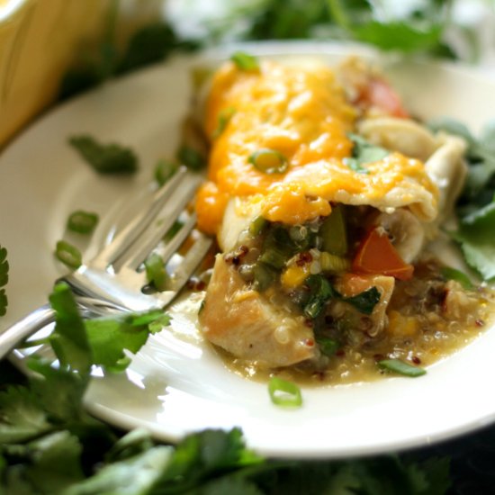 Green Chicken Cheesy Enchiladas