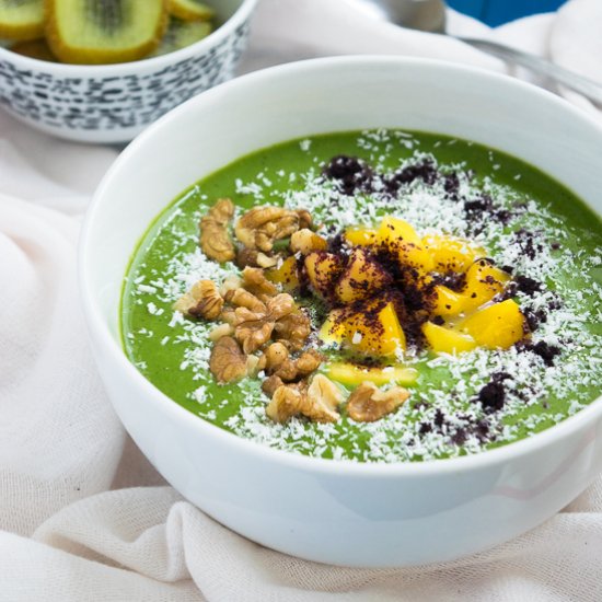 Mango Kiwi Lime Green Smoothie Bowl