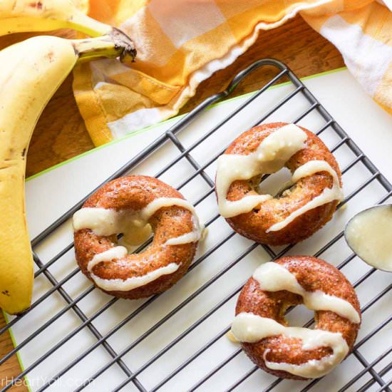 GF Banana Bread Donuts + Honey Cream