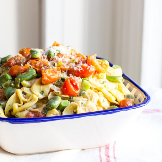 Fava Bean and Herbed Ricotta Pasta