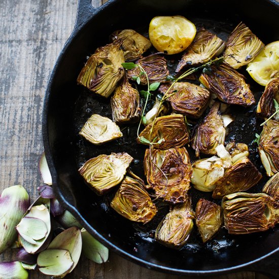 Pan Roasted Baby Artichokes