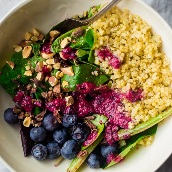 Vegan Blueberry Cacao Quinoa Salad