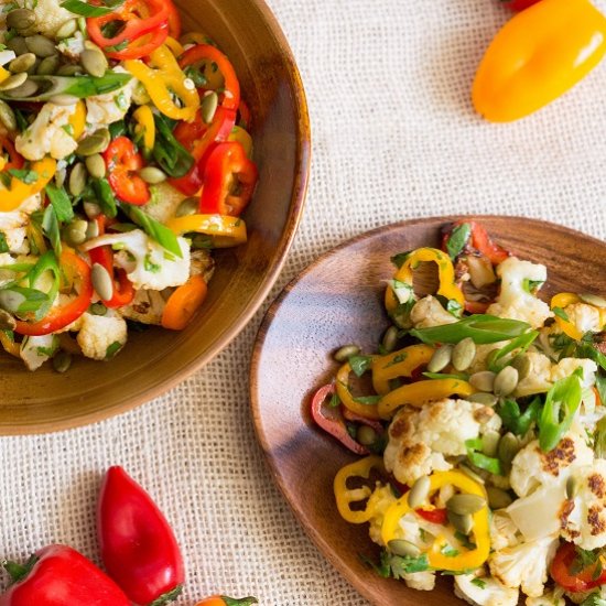 Roasted Cauliflower & Sweet Peppers