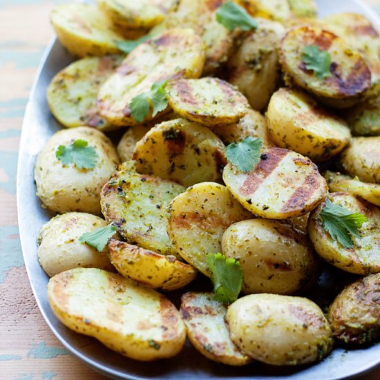 Grilled Baby Potatoes with Mojo Verde