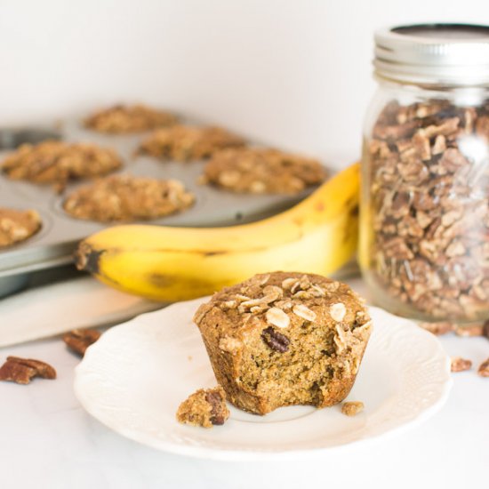 Low Sugar Banana Pecan Muffins