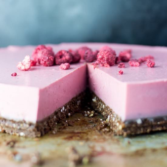 Raspberry and Lime Vegan Cheesecake