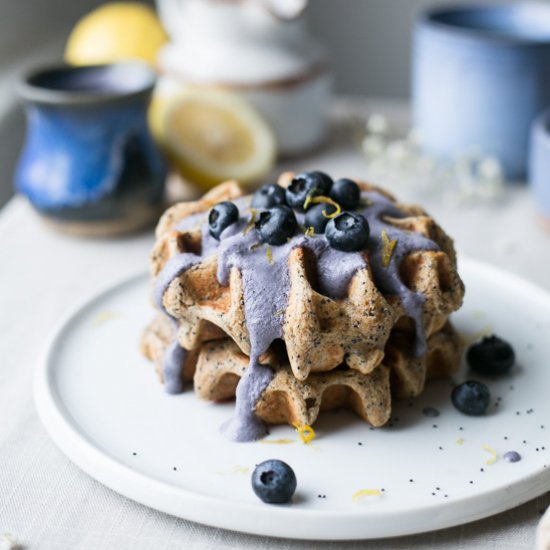 Lemon Waffles + Blueberry Cream