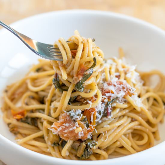 Spaghetti with Swiss Chard