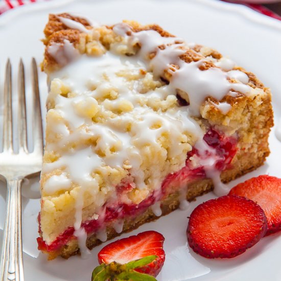 Strawberry Crumb Cake with Glaze