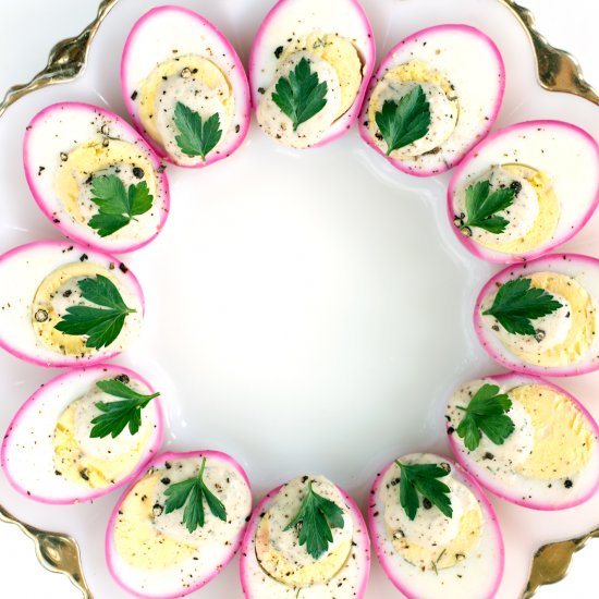 Beet-Dyed Deviled Eggs