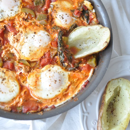 Shakshuka with Crispy Potato Boats