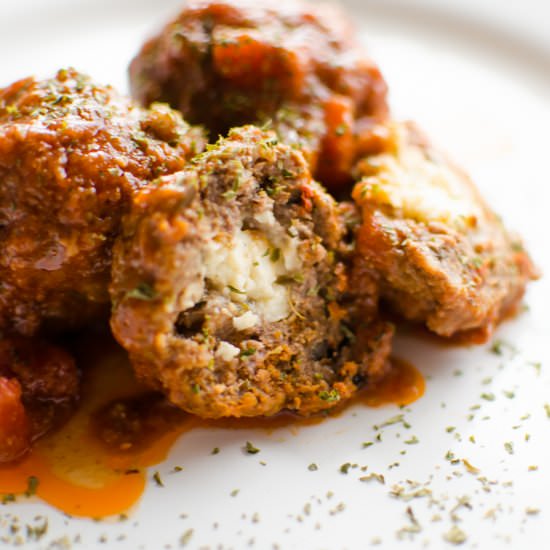 Slow Cooker Stuffed Greek Meatballs