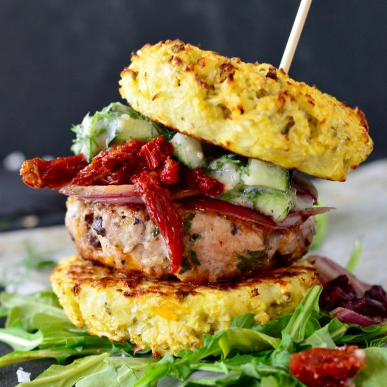 Loaded Greek Chicken Burgers