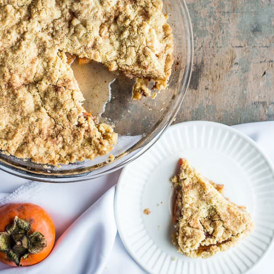 Easy Persimmon Apple Oat Crumble Pie