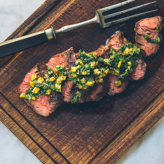 Hanger Steaks with Asparagus