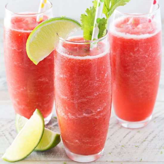 Boozy Strawberry Limeade Slushies