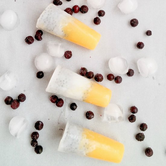 Mango chia pudding popsicles