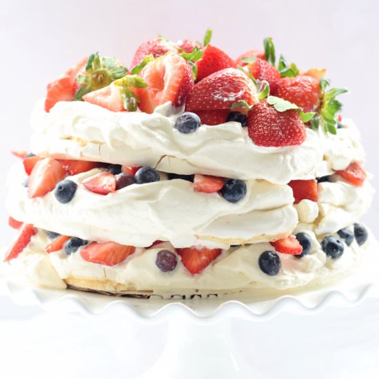 Mixed Berry Pavlova Layer Cake