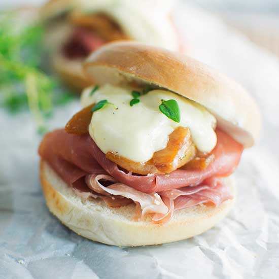 Prosciutto Peaches & Brie Sliders