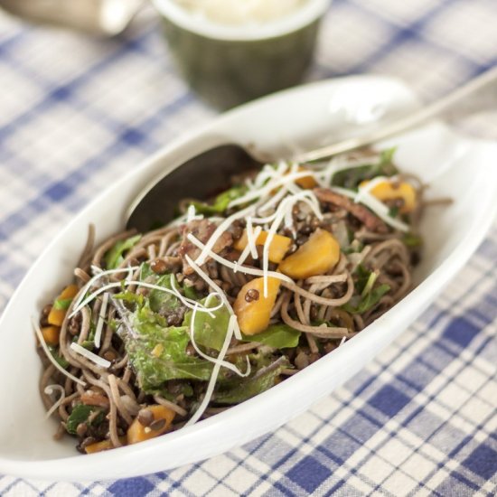 Soba Noodles with Black Lentils