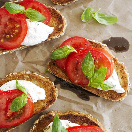 Open Faced Caprese Sandwiches